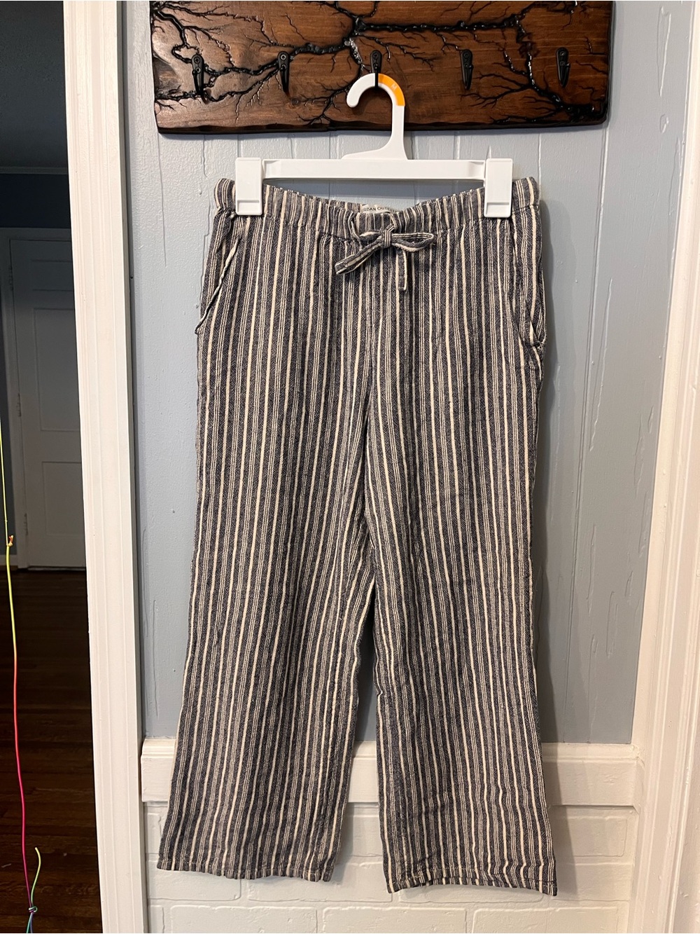 Urban Outfitters Gray and White Striped Drawstring pants